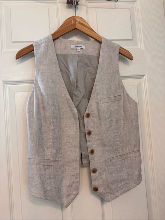 Madewell Tops - Madewell Light Gray Linen Blend Vest